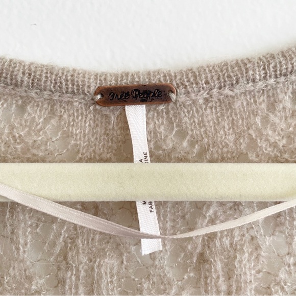 Free People Say Hello Sweater wool alpaca open knit whimsical neutral slouchy - Picture 5 of 13